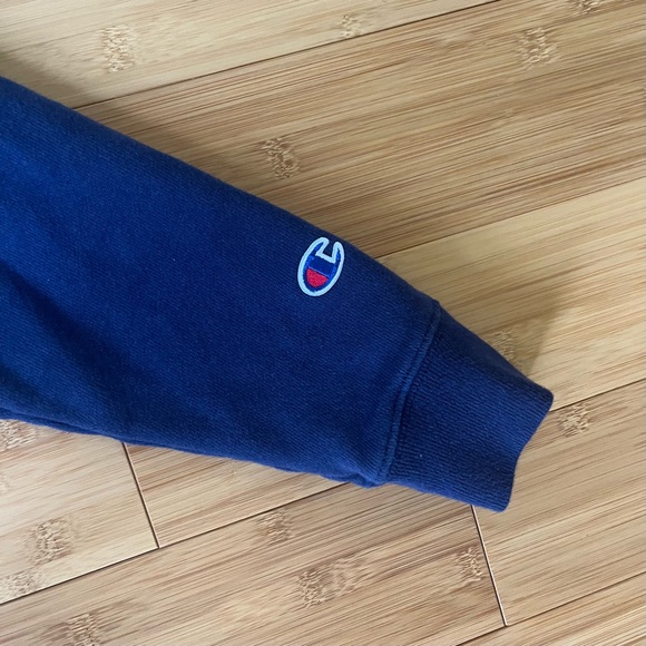 VTG Champion Reverse Weave Full Zip Navy Blue Hoodie Sweatshirt - Small - Picture 3 of 9